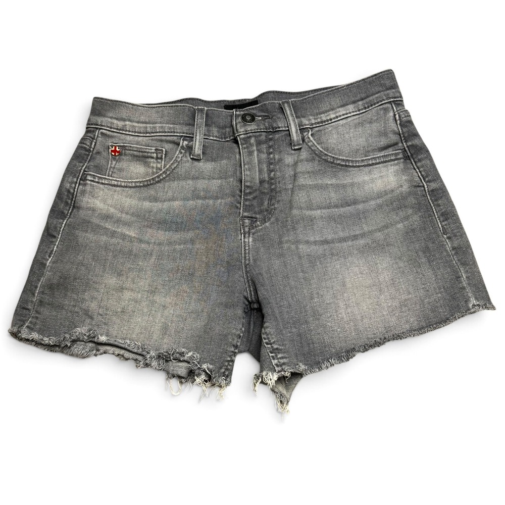 Hudson Gracie Dystopia Grey Denim Cut Off Shorts Raw Hem Womens Size 25